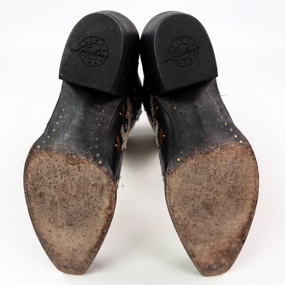 Lucchese 1883 Handmade Studded Fiona Black + Neutral Western Boots - Picture 8 of 8